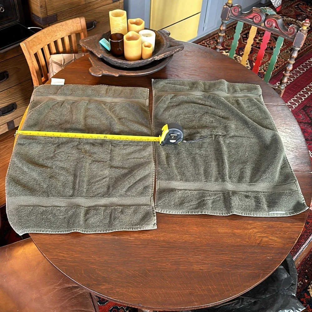 2 Restoration Hardware, gorgeous Forrest green, hand towel bundle. 19” x 28”.